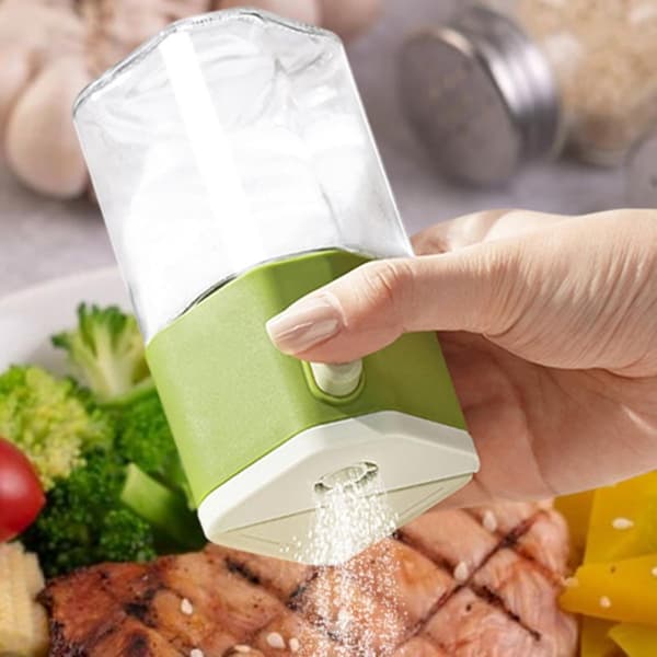 Kvantitativ saltkontrollkryddflaska, 200 ml, lämplig för utomhuskök, grön.