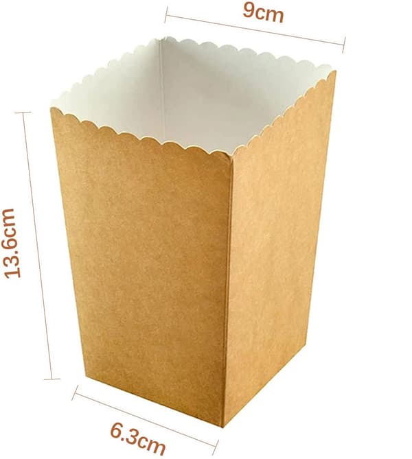 10-pack popcornlådor i kraftpapper, öppna behållare för fest, picknick, bio, bruna