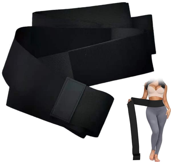 Justerbart elastiskt magkontrollbälte, 3 meter långt, för att forma och lyfta midja och rumpa, unisex, svart.