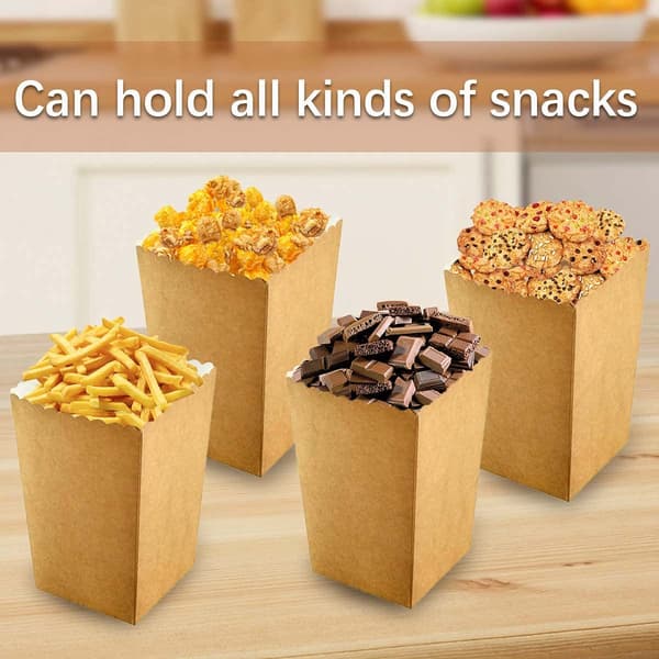 10-pack popcornlådor i kraftpapper, öppna behållare för fest, picknick, bio, bruna