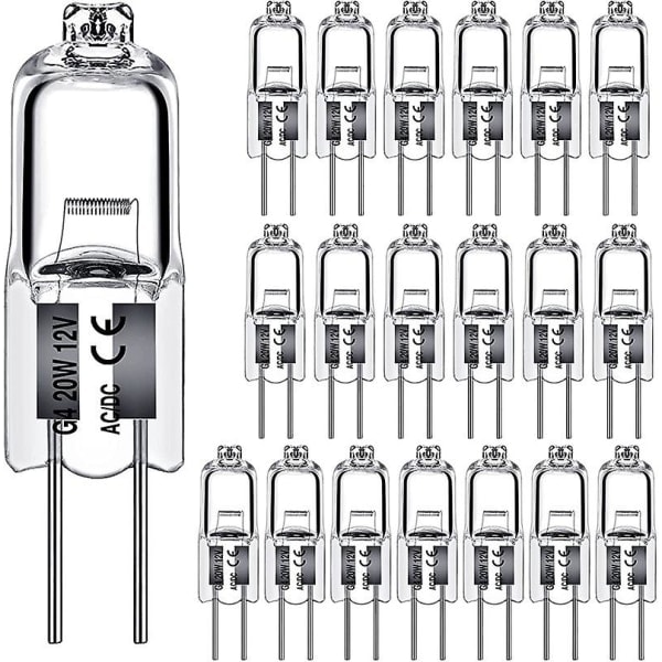 20 st G4 Halogenlampa 20W DC12V Inomhus Halogen G4 Lampa Kristallampa