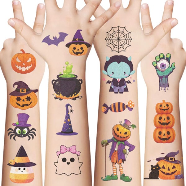 Halloween Tatueringar för Barn - 10 Ark Halloween Tatueringar för Pojkar och Flickor, Halloween Dekorationspresenter Halloween Serie (10 st...