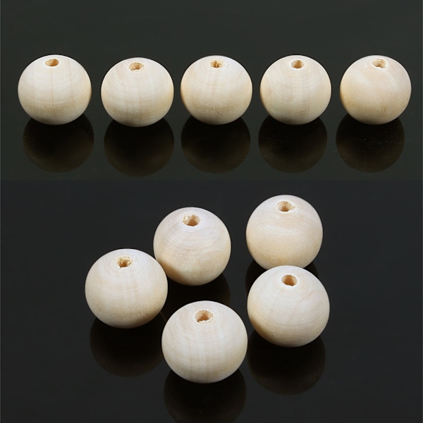 50 st 20 mm naturliga omålade runda träpärlor med hål