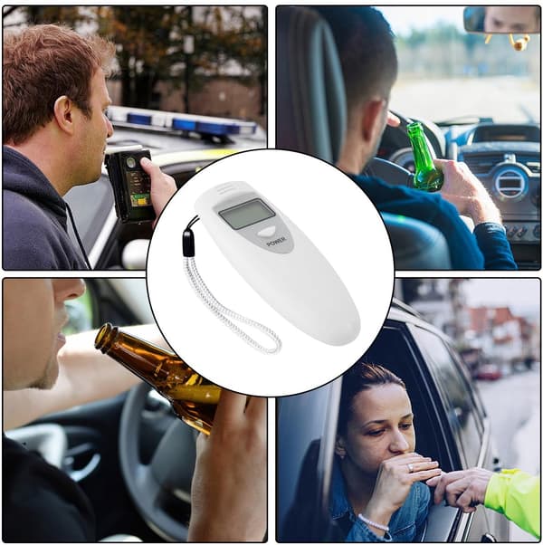 Bärbar digital alkomätare med LCD-display, mäter automatiskt alkoholkoncentrationen.