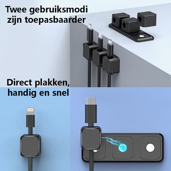 Kabelhållare - 6-pack justerbara kabelorganiserare med magnetisk självhäftande design