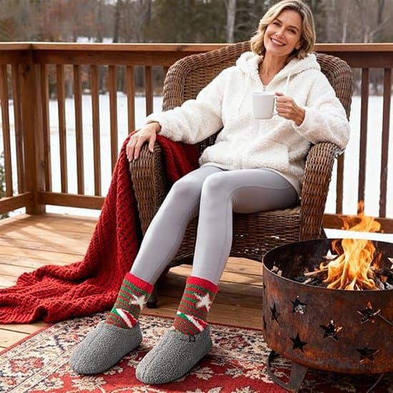 Damtofflor - Fluffig lockig mocka - Med memory foam-sula - För inomhusbruk - Grå - Storlek 38-39