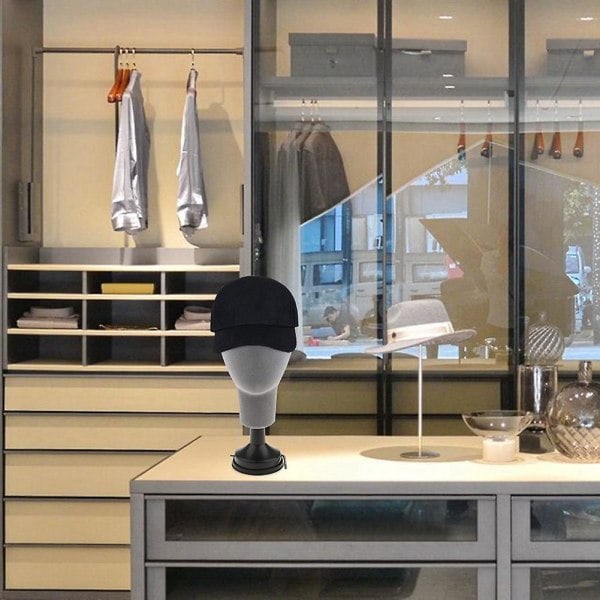Flockad Skum Mannekänghuvud Modell Peruker Glasögon Displayställ Svart