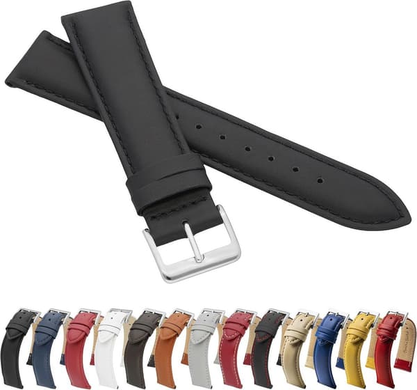 Klockarmband Äkta Kohud Slät Svart 20mm