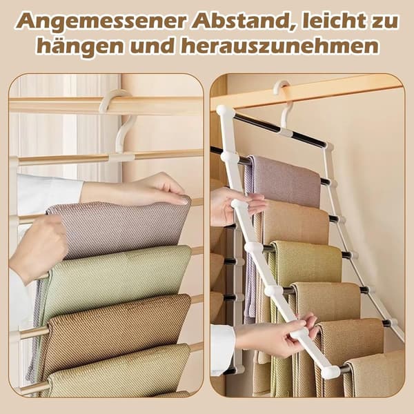 2 platsbesparande galgar för 6 byxor för kläder & accessoarer, vit, present