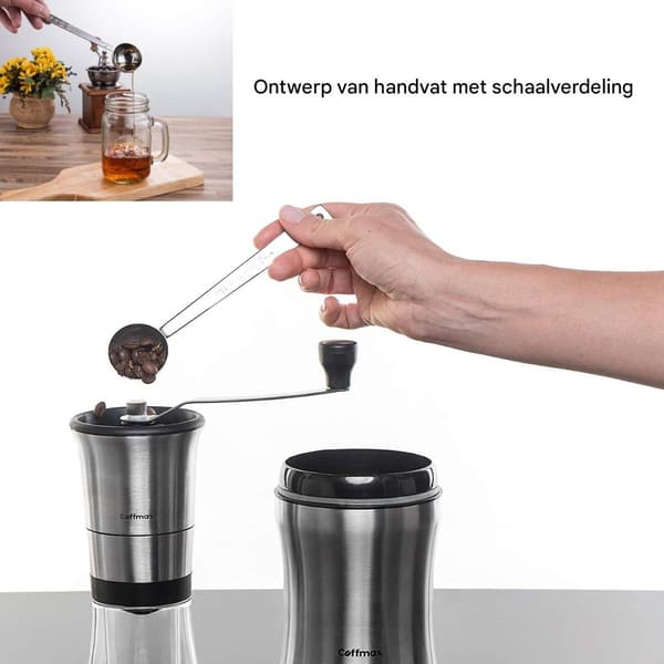 15 ml långskaftad mätsked i rostfritt stål (två delar), för mätning av kaffe och teblad, silver.