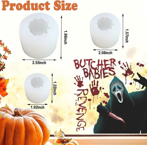 3D Pumpa Silikonformar för Ljus/Tvål, Liten/Mellan/Stor & 3-håls Mini-pumpa, DIY Halloween/Höst