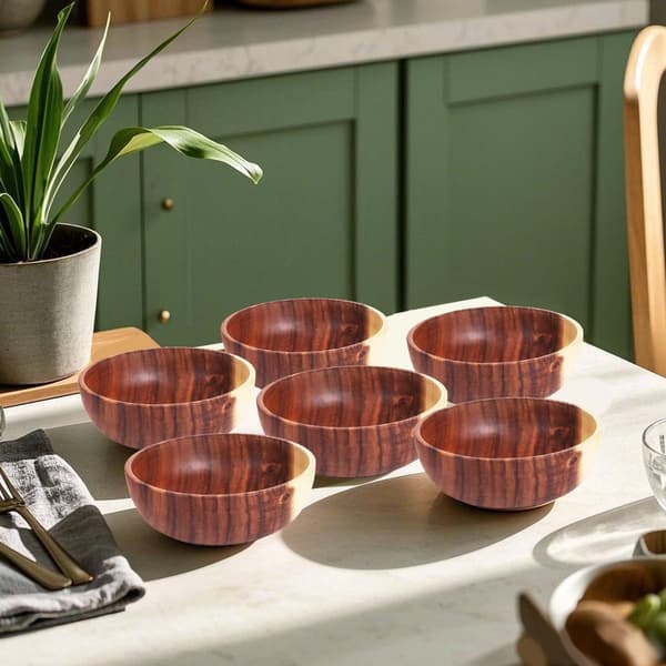 Solidchoice stor salladsskål i trä för mat och frukt, 22x7,5 cm