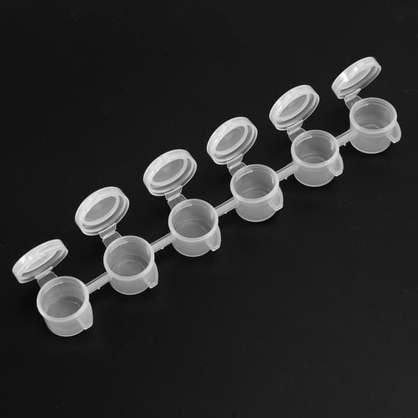 Minifärgbehållare med lock, 4-pack, 6 st 3 ml plastmuggar för förvaring av färg och glitter, vit.