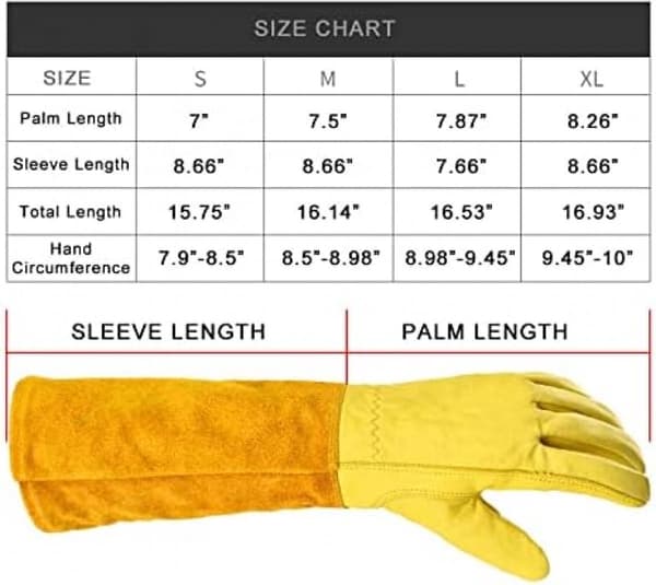 1 par - Trädgårdshandskar - XL - 43cm - Trädgårdshandskar unisex - Gul
