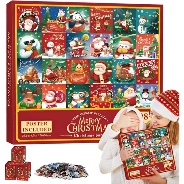 Adventskalender med Pussel 2024, 24 Fack 1008 Bitar Adventskalender med Pussel 2024, 24 Dagars Nedräkning inför Advent för Vuxna Barn