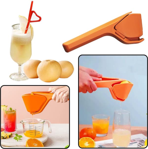 Vikbar manuell citronpress, extraherar citrusjuice, gul