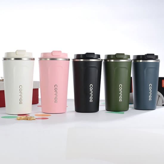 Premium Kaffekopp i Rostfritt Stål för Takeaway - Isolerad Mugg - Tekopp - 380ml - Blå