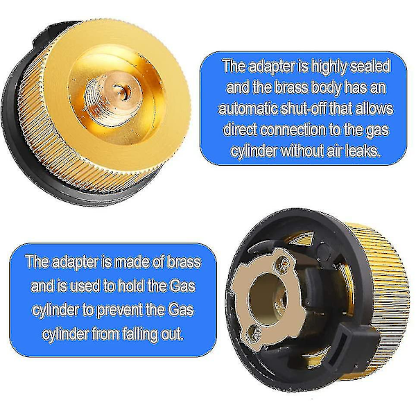 2-pack Camping Gas Adapter med automatisk avstängning för Butanbehållare till skruvgaspatron