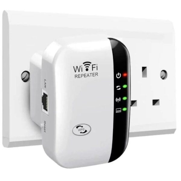 WiFi Förstärkare 2024, WiFi Amplifier, WiFi Repeater, Täckning upp till 3000 kvm, Anslut 45 Enheter, Internetförstärkare Vit