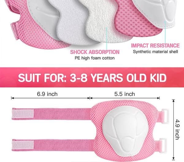 3-i-1 Barnskyddsutrustning - Knäskydd för Barn 3-10 - Knäskydd och Armbågsskydd för Småbarn med Handledsskydd