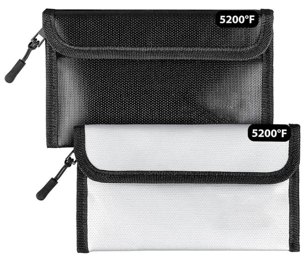 2-pack små brandsäkra dokument- och pengapåsar, 20×12,7 cm brandsäkra kuvert med dragkedja, vattentäta.
