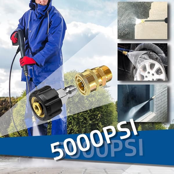 Högtryckstvätt adapterset M22 3/8\" slang snabbkoppling set, pistol snabbkoppling för högtrycksslangar