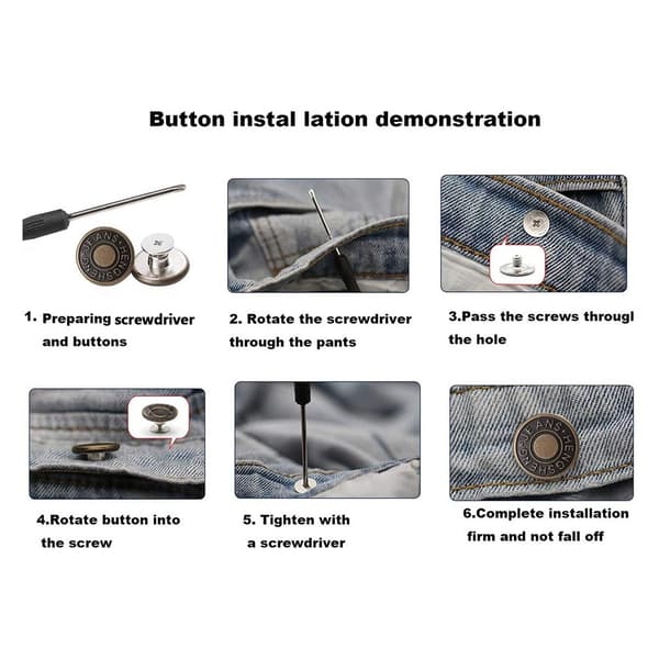 Jeansknappar - Justerbara metallknappar för jeans, kläder