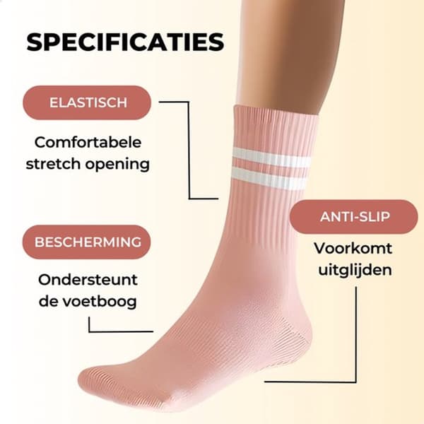 Halkfria strumpor för kvinnor - 3-pack - Vit, Rosa, Svart