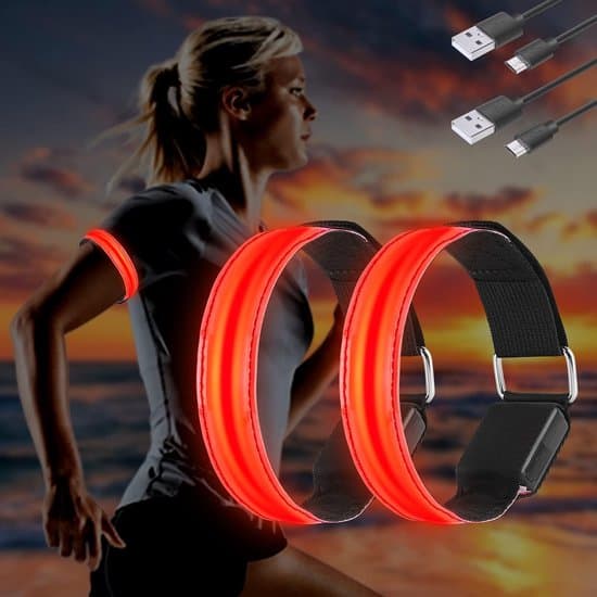 USB Uppladdningsbart LED Armband - Reflexband för Säkerhet 2-pack - Perfekt för Löpning & Utomhussporter - Flerfärgsdisplay - Justerbart