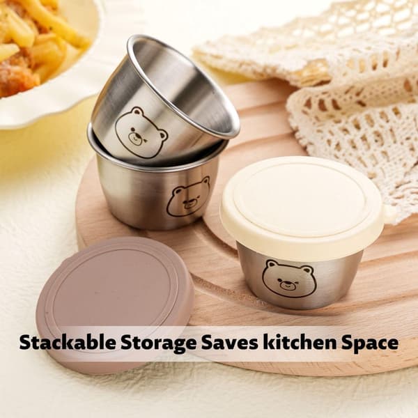 Set med 4 återanvändbara miniburkar med lock för salladsdressingar - 70 ml plastsåsbehållare för camping och picknick
