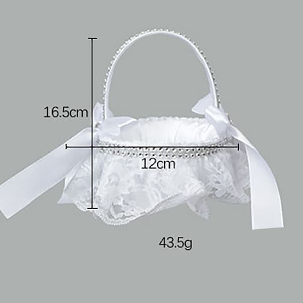 Bröllopsblomkorg - Mini bröllopsblomkorg med vit banddekoration, lämplig för bröllop och festivaler