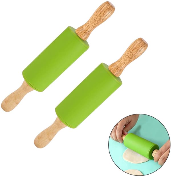 Mini non-stick silikonkavelset (2 delar), 23×4.5×4.5cm, för bakning, fondantpyssel, blå.
