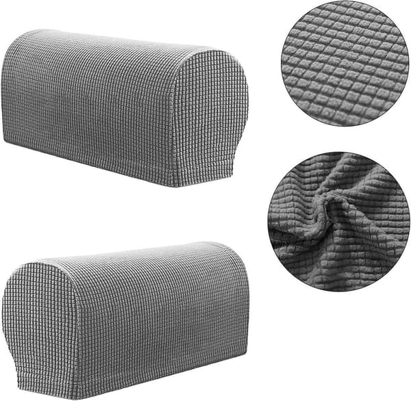 Elastiskt överdrag till fåtölj, svart jacquard, tvättbart, armstödsskydd till soffa