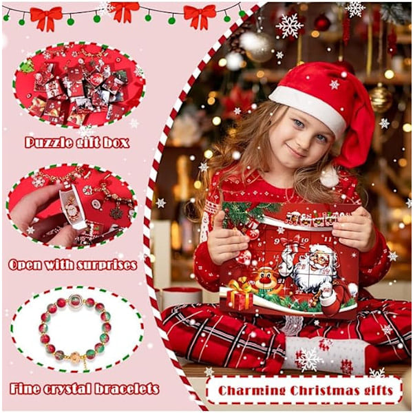 Jul-Kreativ Blind Box Armband, Armband DIY, Pussel Presentask Set, Jul Blind Box Armband Passar Barn och Vuxna F&Q stil 4