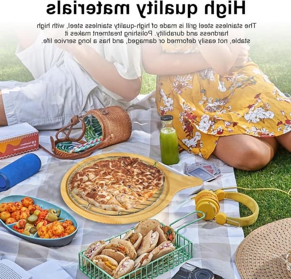 Runt grillgaller i rostfritt stål, 30 cm diameter, för camping/picknick