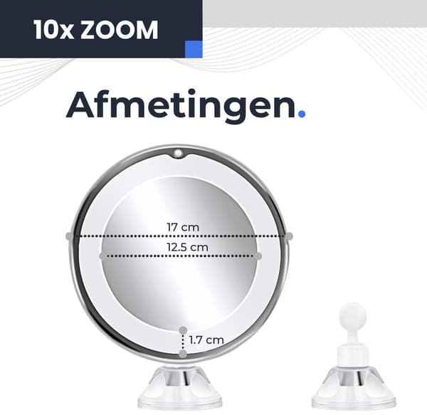 10x LED-sminkspegel med sugpropp, 1 st, badrum/sminkbord