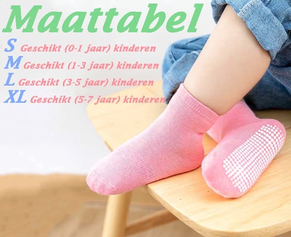 6 par - Halkfria babysockor - Storlek L (3-5 år) - Halkfria babysockor