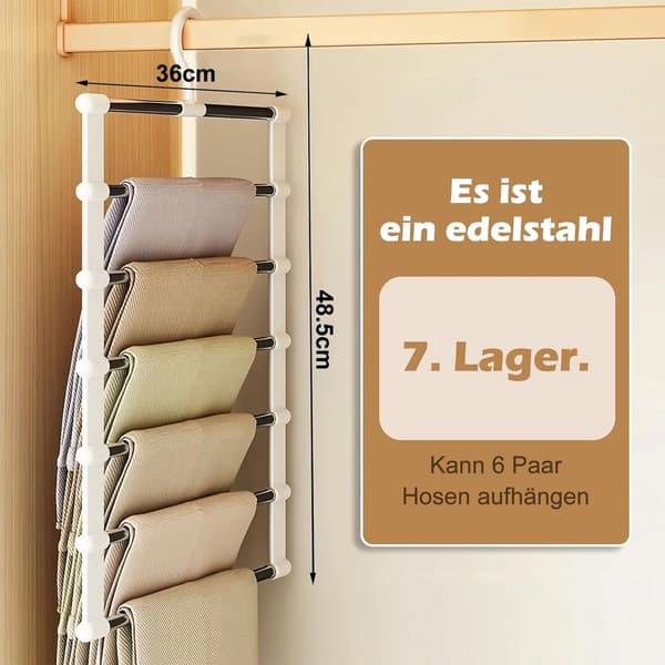 3 platsbesparande galgar för 6 par byxor för kläder & accessoarer, vit, present