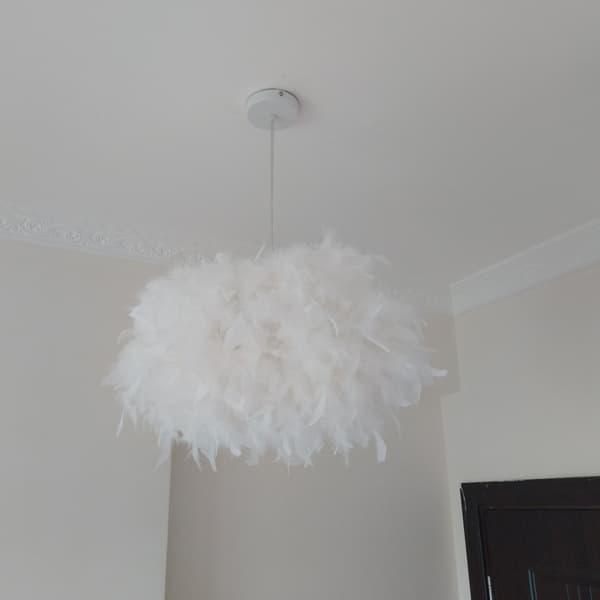 Vit fjäderlampa E27 40w - diameter 45cm