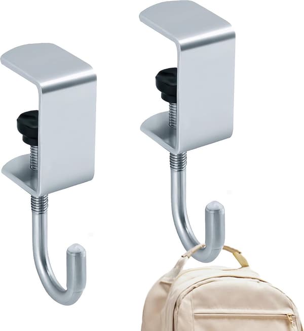 Bordsväskkrokar, 2-pack, justerbart järn, för att hänga väskor på ditt skrivbord.