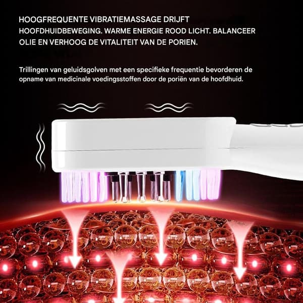 Röd hårbottenmassagekam med oljepåfyllningshål, bärbar