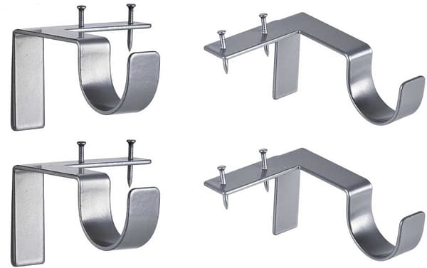 Gardinstångsfäste utan borrning (4 delar), lämpligt för kök, badrum, sovrum och vardagsrum, silver.