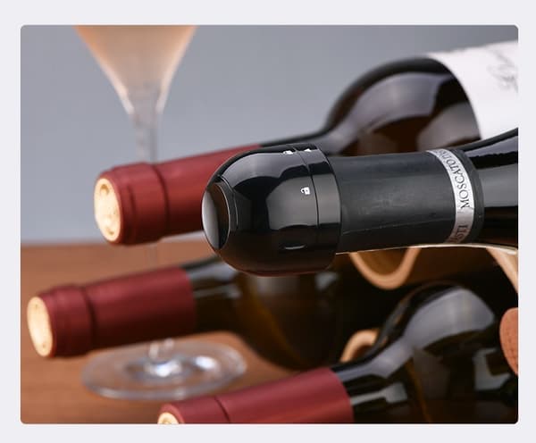 2-pack Champagne vinpropp - vakuumförslutare - svart propp