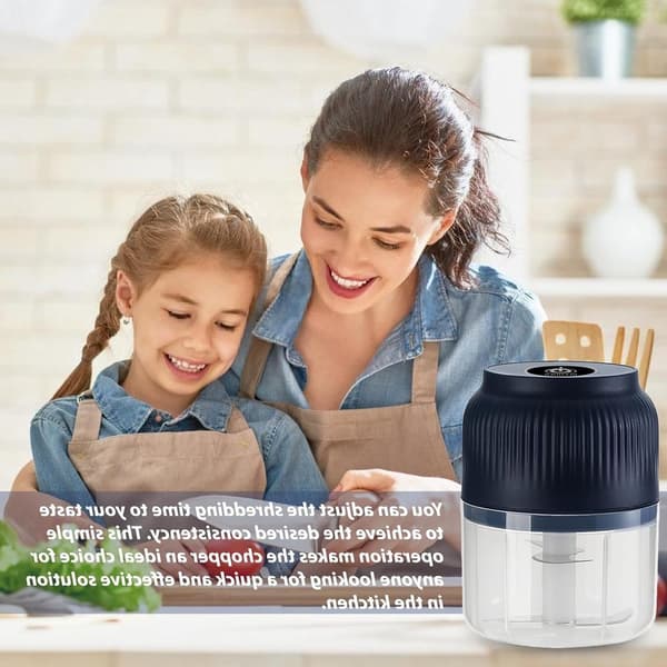 Sladdlös USB Mini Elektrisk Hackare, 300 ml, för köksvitlök, lök, grönsaker & nötter