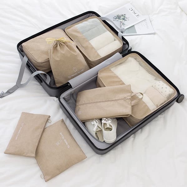 7-delars Förvaringskubsset - Bagage- och Ryggsäcksförvaring - Beige