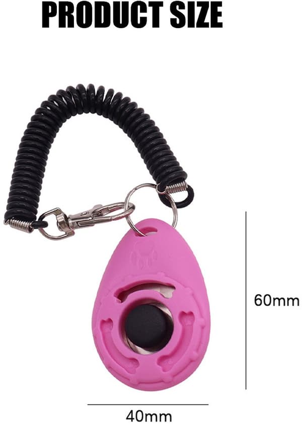 Träningsklicker för husdjur (2 delar), med elastiskt rep för hundträning, vit och rosa.