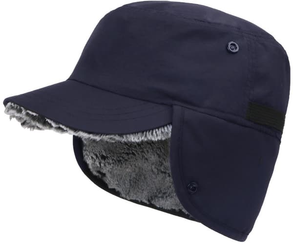 Unisex vintermössa - med öronlappar - fleecematerial - varm och bekväm - blå