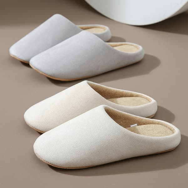 Fleecetofflor, storlek 43-44, tysta och mjuka, beige.