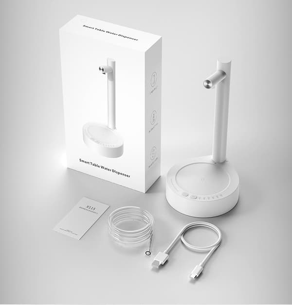 Vattenflaskpump - Smart Elektrisk Vattendispenser - 7 Nivåer - Automatisk Kvantitativ Vattendispenser för Hemmet - Camping (Vit)