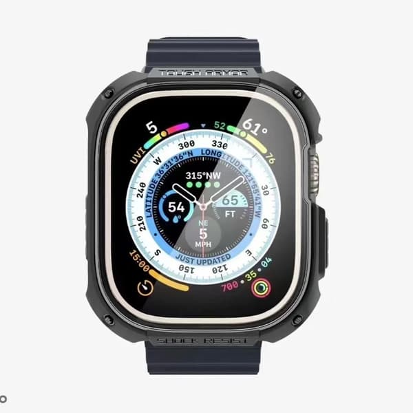 Apple Watch Ultra 49 mm Skal Rugged Armor Mörkgrå--Klockskal
